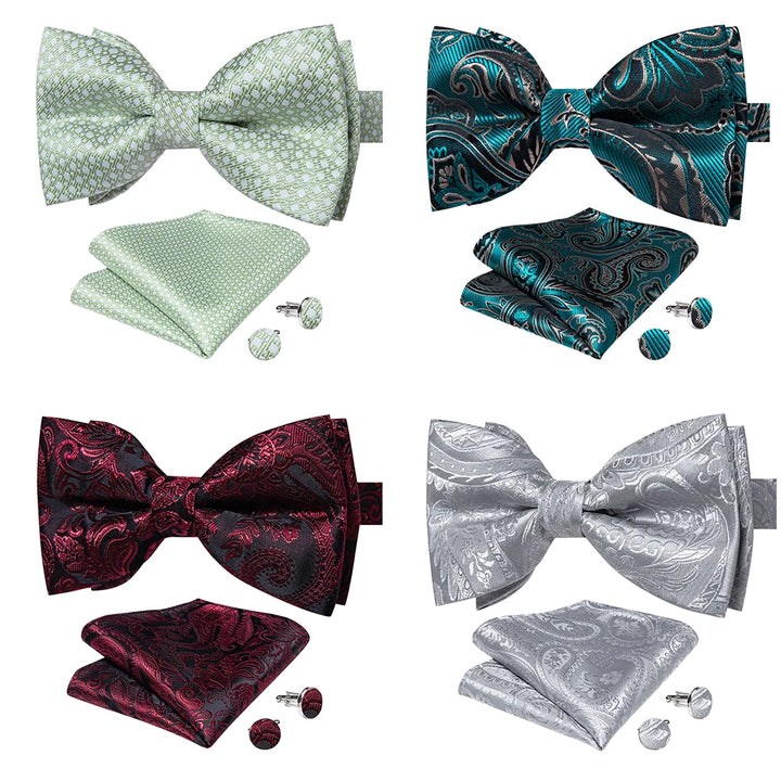 Men’s Pre-tied Bow Tie Set – Wedding & Groom Accessories