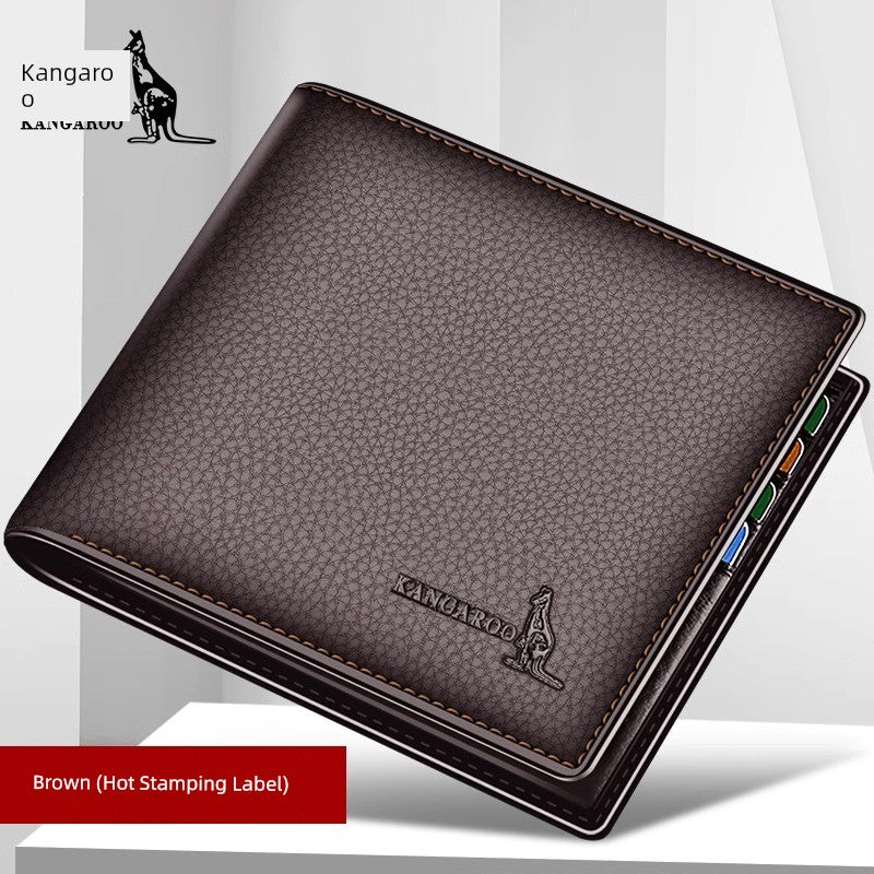 Kangaroo Men First Layer Cowhide One-Piece Father Wallet