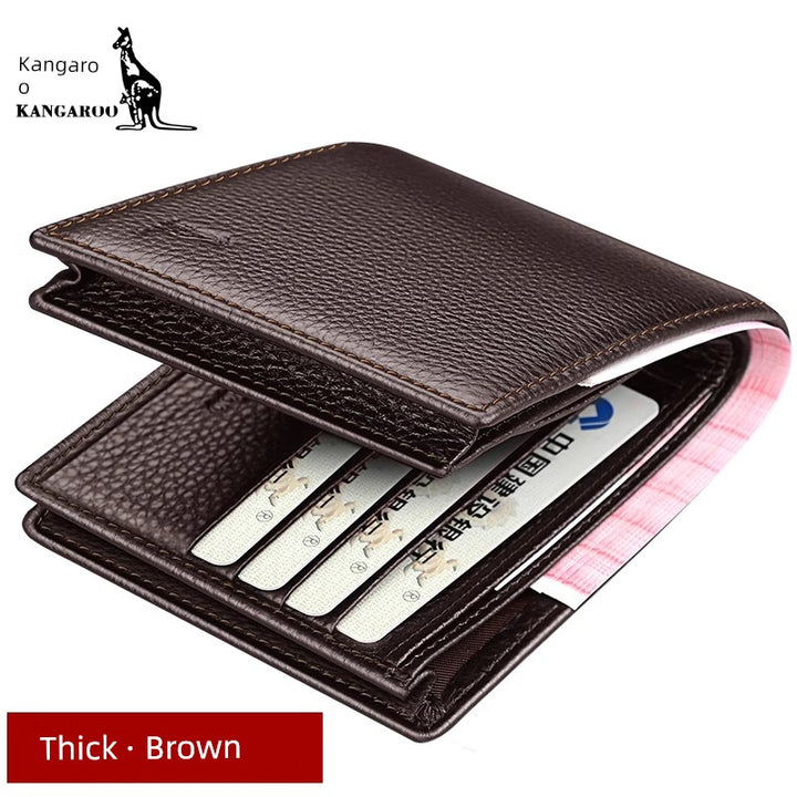 Kangaroo Men First Layer Cowhide One-Piece Father Wallet