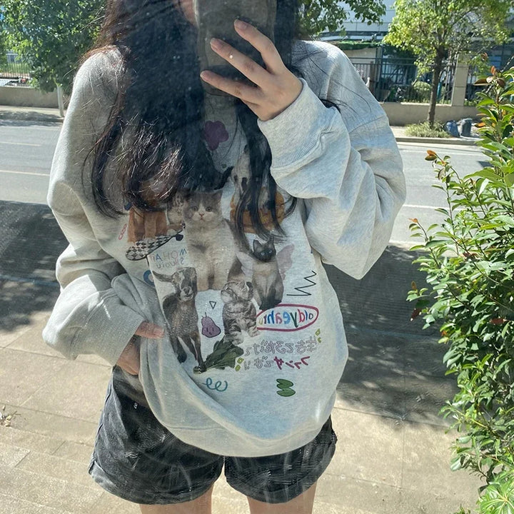 Milk Cat Graphic Sweatshirt