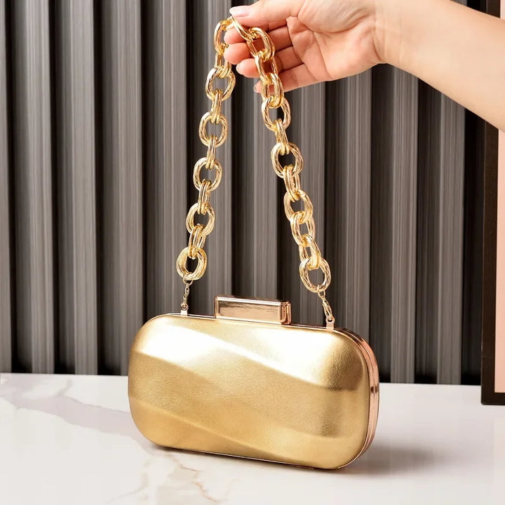 LuxeMetallic Evening Clutch – PU Leather Party Purse in Gold & Silver