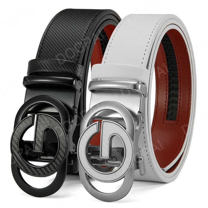 Men's Leather Belts Casual Automatic Buckle Belt Famous Designer Brand Luxury Leather Metal Buckle Cowskin Belts for Jeans Men