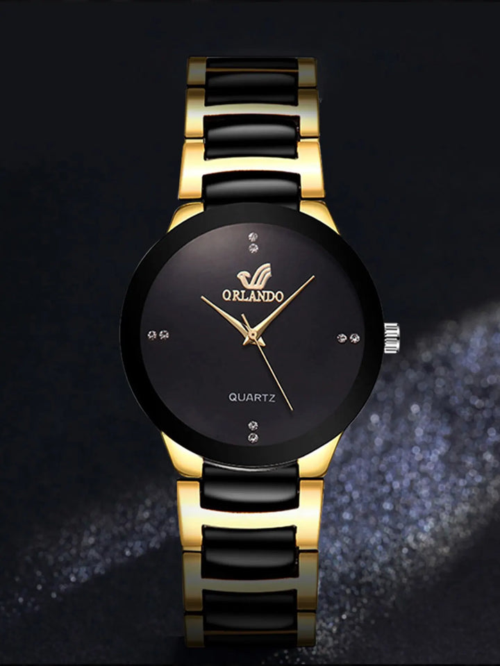LuxeGlow™ – Women’s Gold Steel Band Quartz Watch