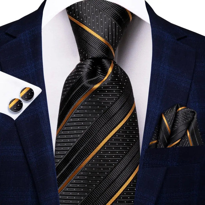 Hi-Tie 8.5cm Business Black Solid Paisley 100% Silk Men's Tie Neck Strip Ties for Men Formal Luxury Wedding Neckties Gravatas
