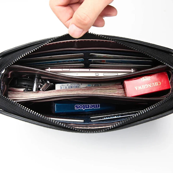 Luxury Lock Clutch – Men’s PU Leather Wallet