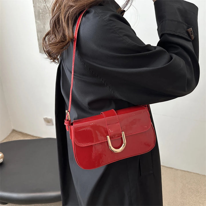 Stylish Shoulder Bag Handbag for Women Lightweight PU Glossy Finish Magnetic Closure Perfect for Daily Commute