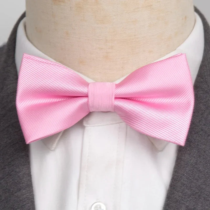 Men’s Classic Black Bow Tie – Formal Polyester Woven Pattern