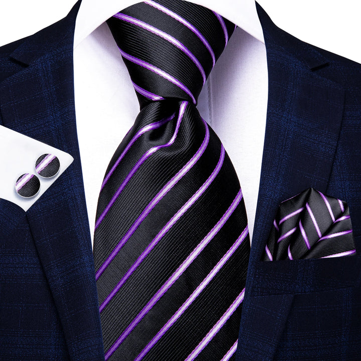 Hi-Tie 8.5cm Business Black Solid Paisley 100% Silk Men's Tie Neck Strip Ties for Men Formal Luxury Wedding Neckties Gravatas