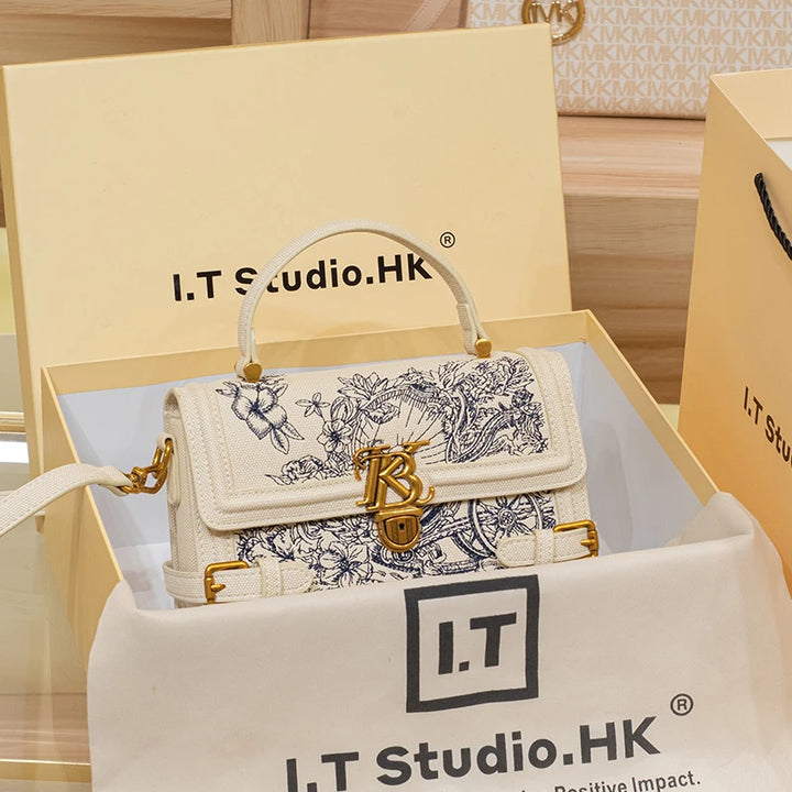 Women's handbag, handbag, women's 2024 new high-end texture summer designer single shoulder crossbody embroidered square bag