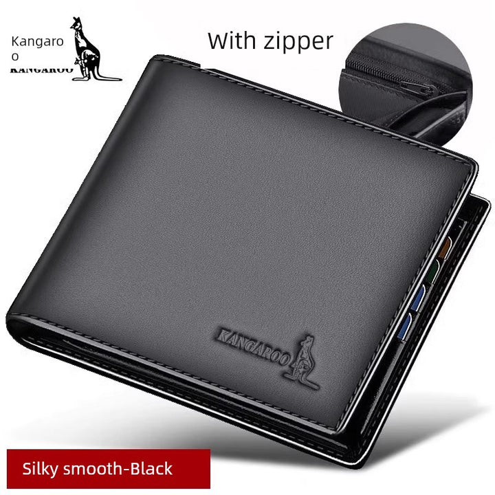 Kangaroo Men First Layer Cowhide One-Piece Father Wallet