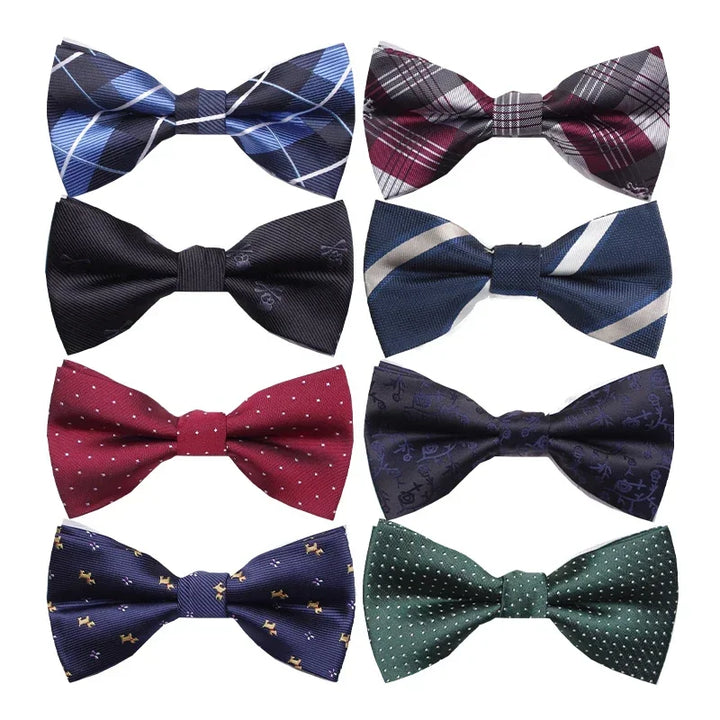 Men’s Classic Black Bow Tie – Formal Polyester Woven Pattern