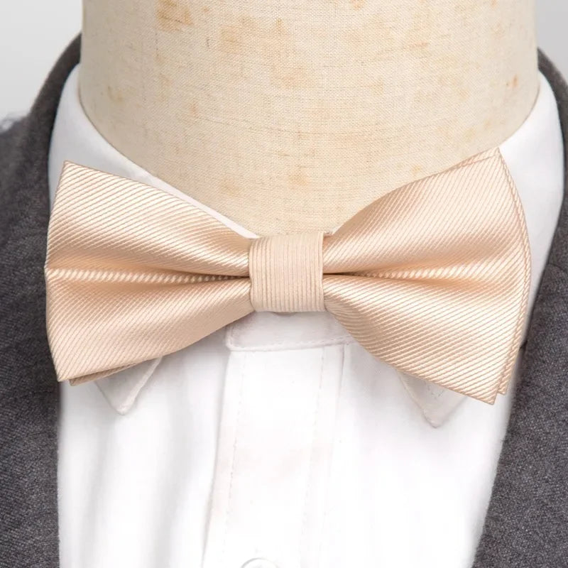 Men’s Classic Black Bow Tie – Formal Polyester Woven Pattern