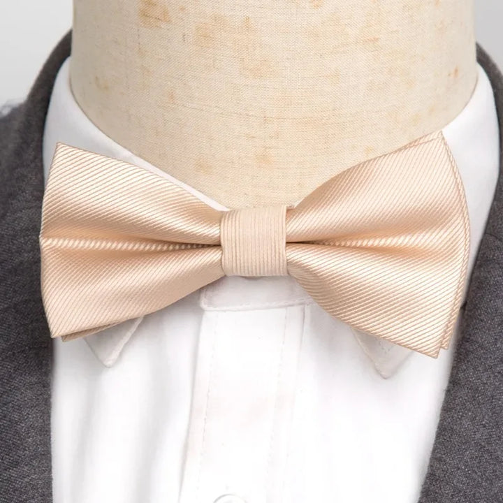 Men’s Classic Black Bow Tie – Formal Polyester Woven Pattern