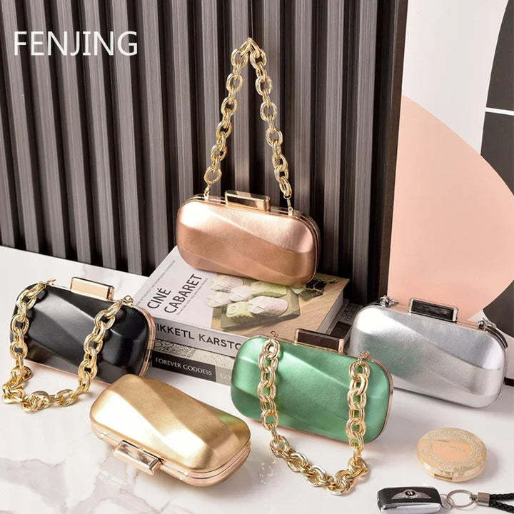 LuxeMetallic Evening Clutch – PU Leather Party Purse in Gold & Silver