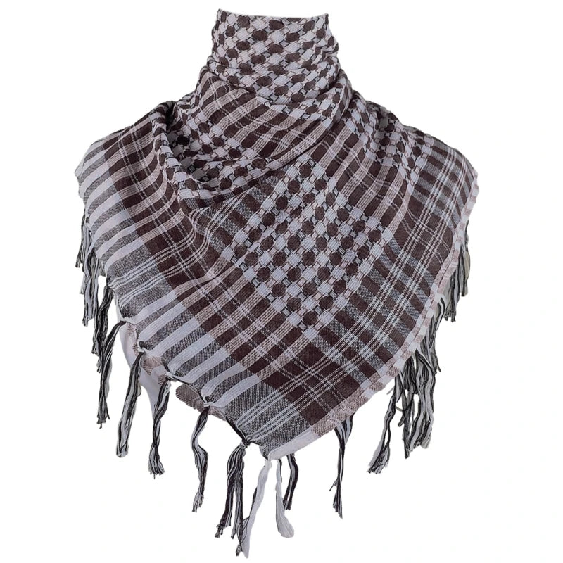 Arab Style Keffiyeh – Houndstooth Pattern Shemagh with Fringe