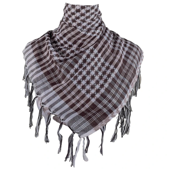 Arab Style Keffiyeh – Houndstooth Pattern Shemagh with Fringe
