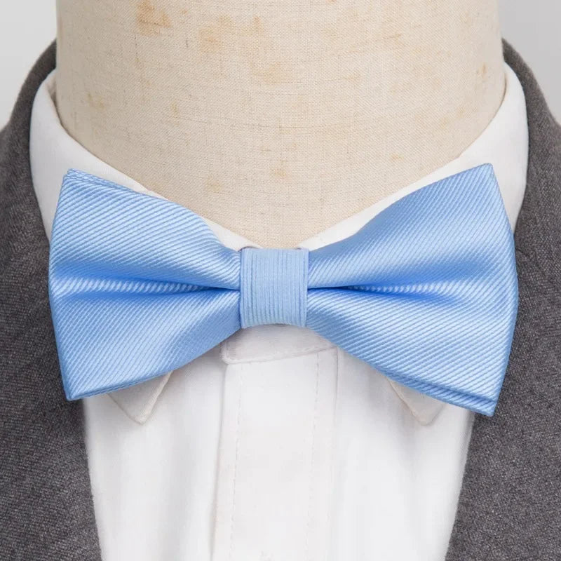 Men’s Classic Black Bow Tie – Formal Polyester Woven Pattern
