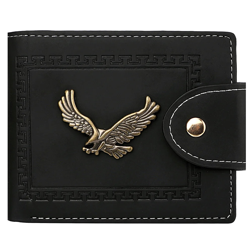 Men's Wallet Men's Short Wallet Youth Fashion Personality Pu Leather Credit Card ID Card Holder Wallet Folding Wallet