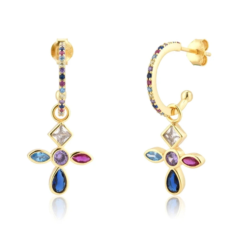 ZirconBloom™ – CANNER 18K Gold Plated Drop Earrings with Star Design