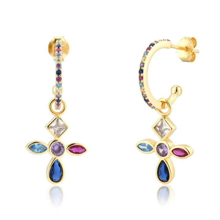 ZirconBloom™ – CANNER 18K Gold Plated Drop Earrings with Star Design