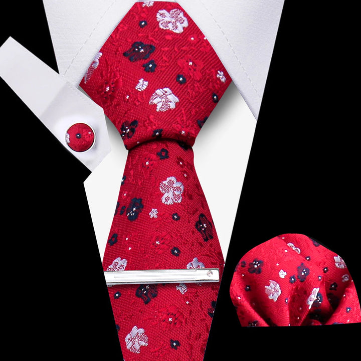 Tie For Men Business Luxury Fashion Necktie Navy Blue 4pcs Set Tie Clip Cufflinks Pocket Square Wedding Suit Accessories Gravata