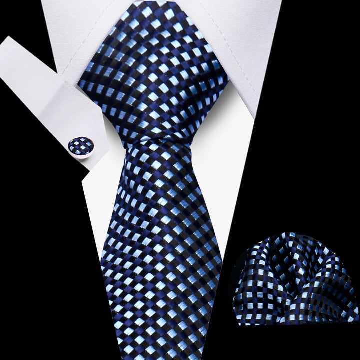 Elegant Ties For Men Gift Fashion Men Tie Set Striped Luxury Necktie Handchief Cufflinks 3 Pcs Business Wedding Suit Accessories