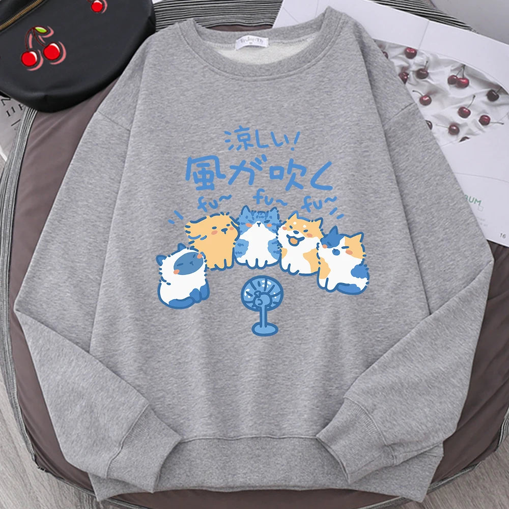 5 Cats Fan Print Sweatshirt
