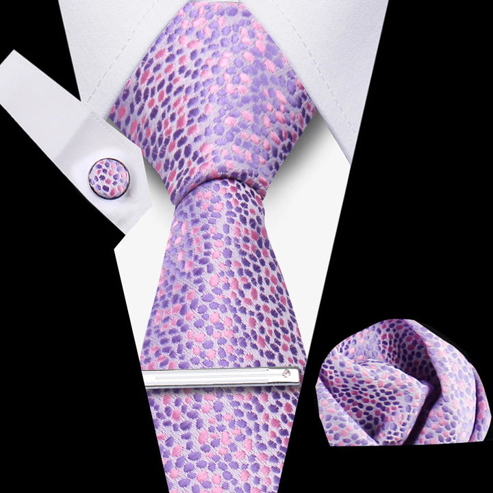 Tie For Men Business Luxury Fashion Necktie Navy Blue 4pcs Set Tie Clip Cufflinks Pocket Square Wedding Suit Accessories Gravata