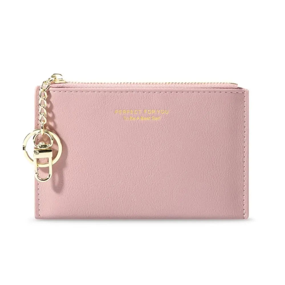 Ultra-Thin PU Leather Wallet – Mini Coin Purse with Keychain