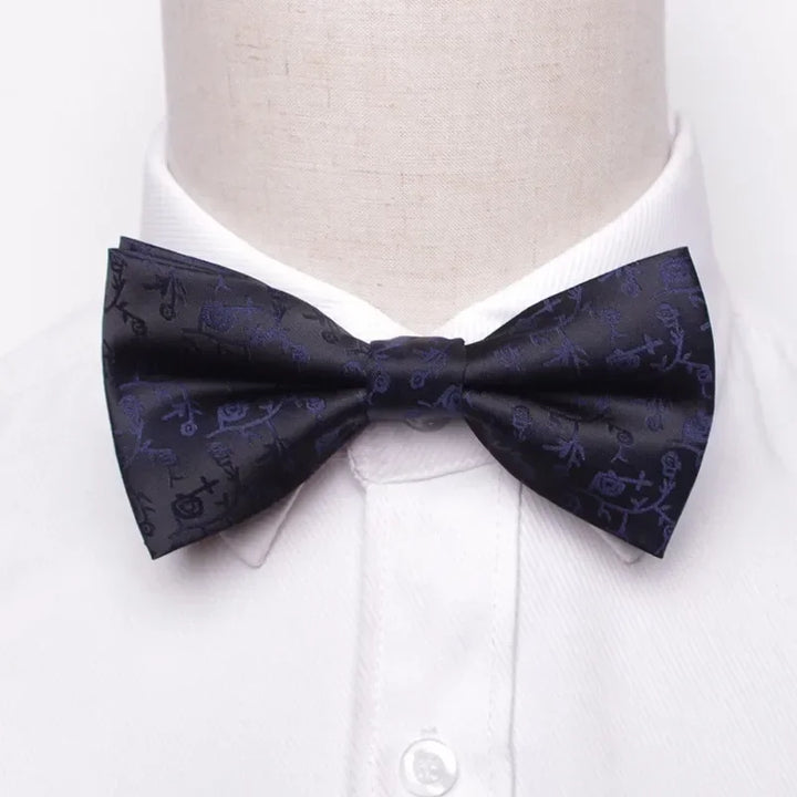 Men’s Classic Black Bow Tie – Formal Polyester Woven Pattern