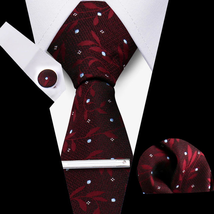 Tie For Men Business Luxury Fashion Necktie Navy Blue 4pcs Set Tie Clip Cufflinks Pocket Square Wedding Suit Accessories Gravata