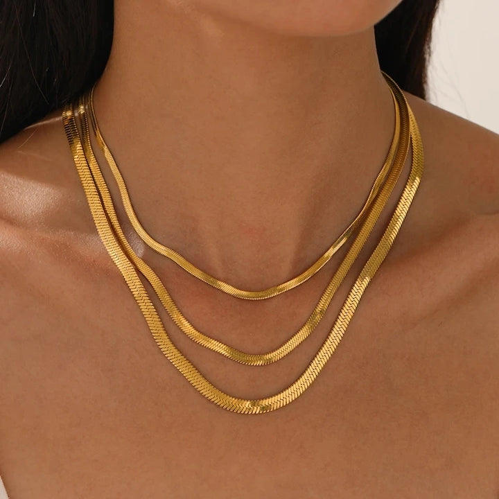 316L Gold Color Stainless Steel Snake Chain Necklace for Women Men Herringbone Choker Neck Chains 2024 Trend Jewelry Gift Hot