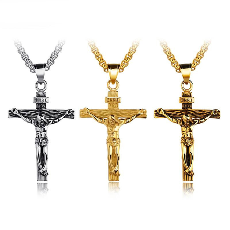 . Faith Cross Pendant Necklace – Gold & Silver Stainless Steel Chain for Men