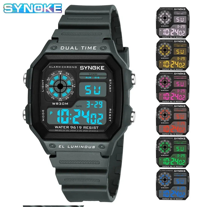 SYNOKE™ – Multifunction Digital Wristwatch with Seven Lights