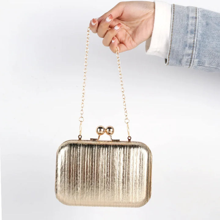 Luxury Evening Clutch – Purple Striped Crossbody Shoulder Bag for Women
