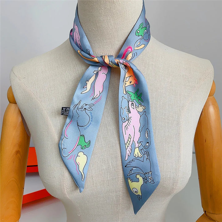 Women’s Ribbon Scarf – Long Skinny Animal Print Headwrap