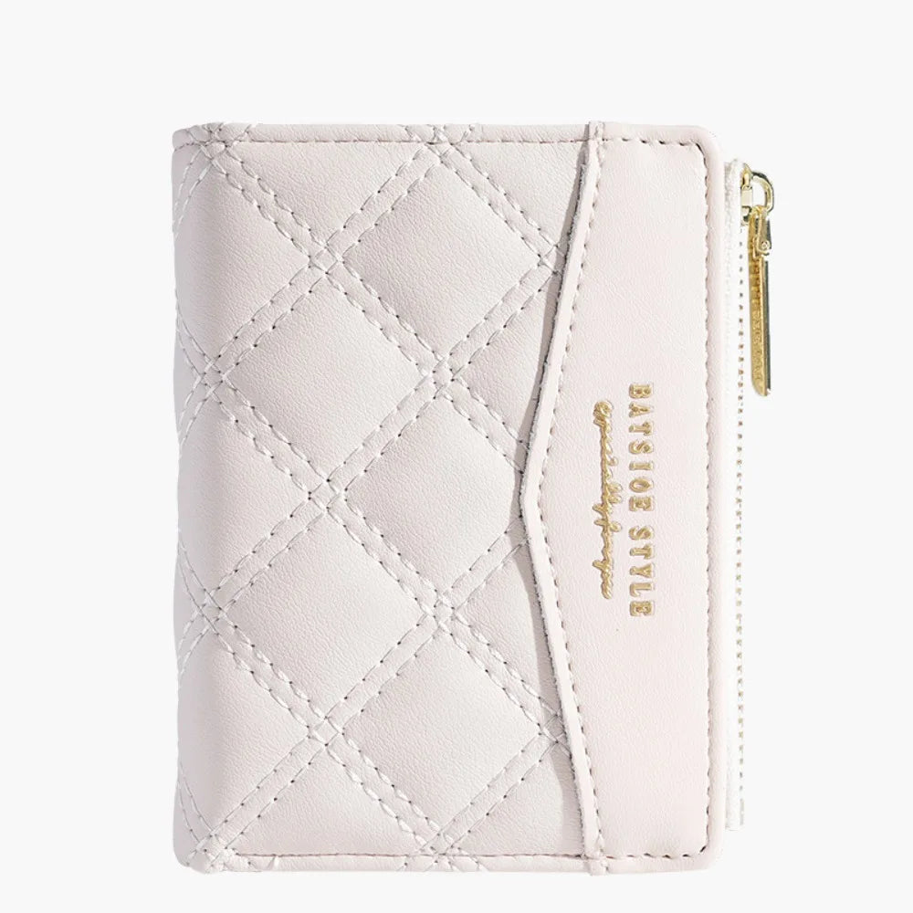 Fashion Embroidery Coin Purse Solid Color PU Short Wallet Zipper Card Bag Women