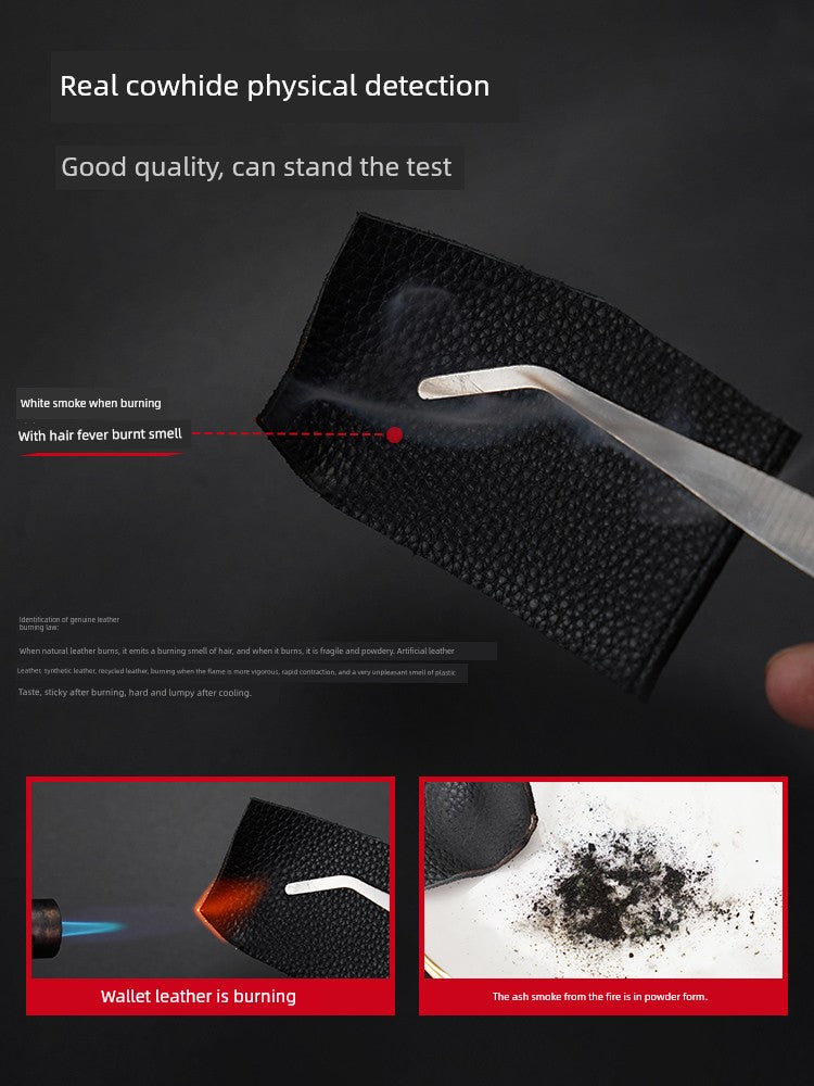 SEPTWOLVES Men Genuine Leather Genuine Goods Short One-Piece Wallet