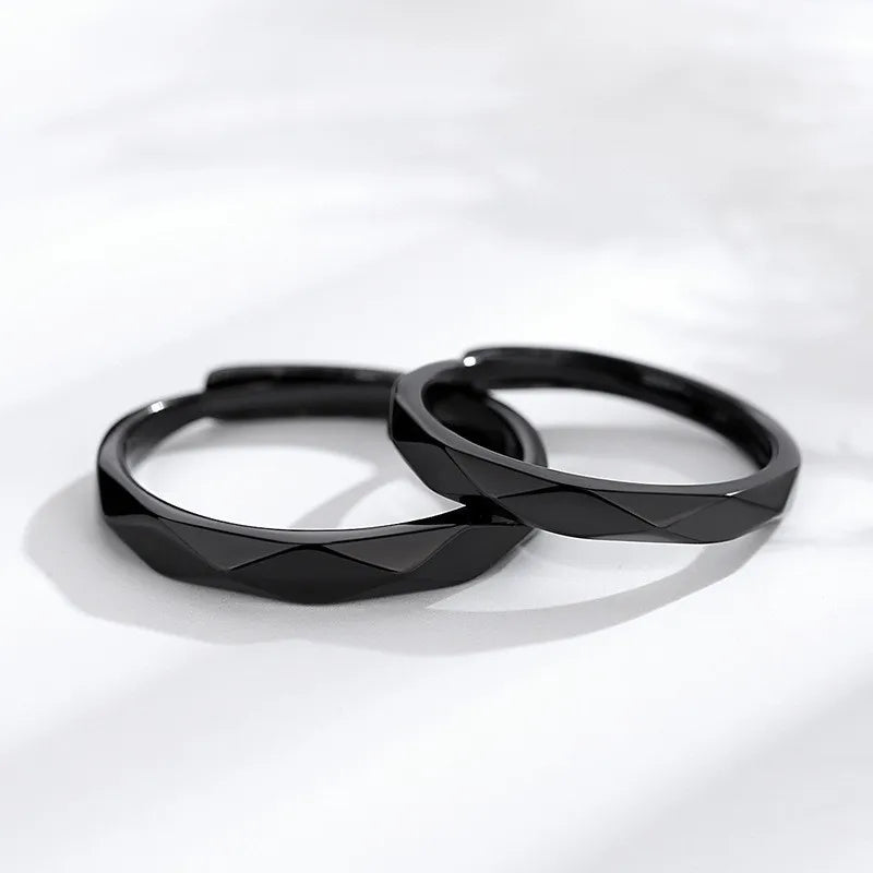 Inverto™ – Modern Black & White Couple Rings