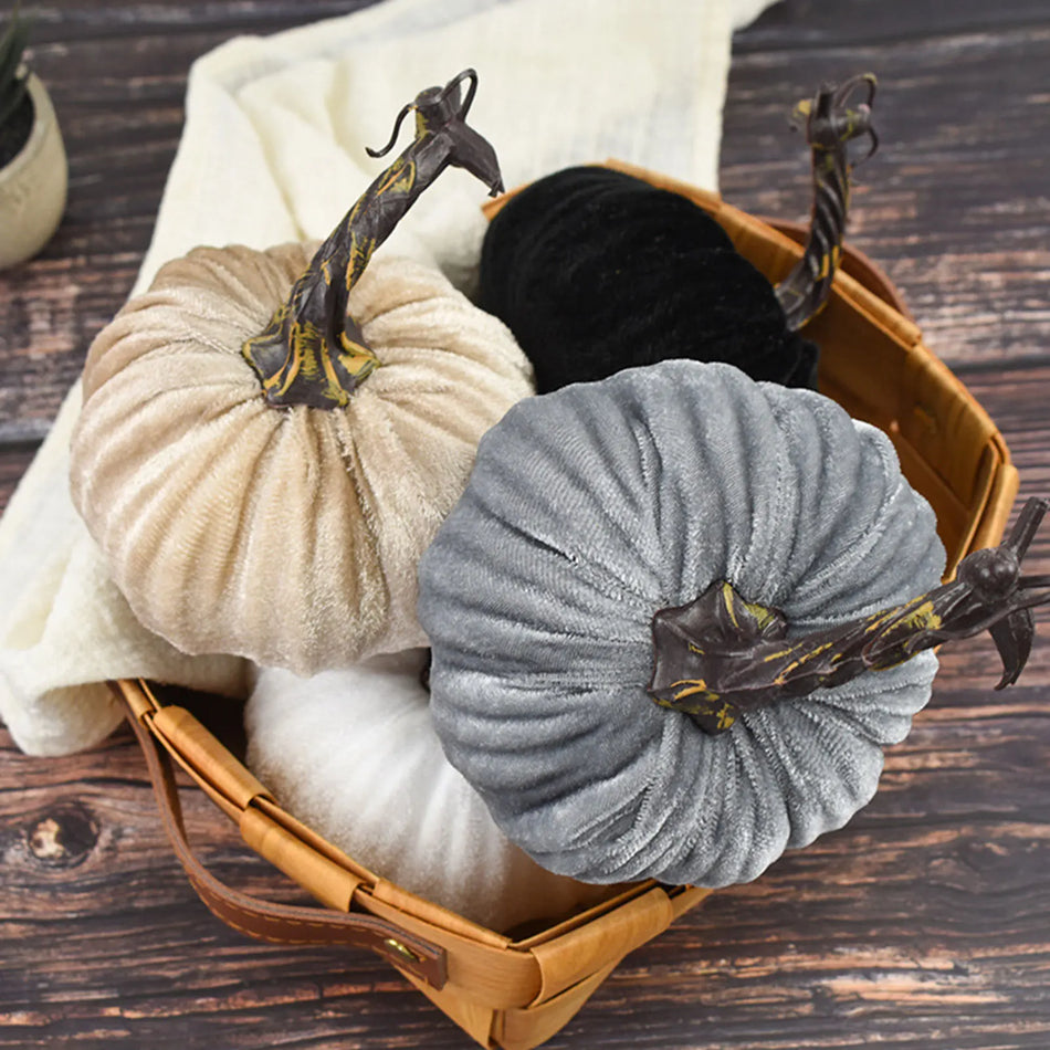 Fall Harvest Decor Prop Artificial Pumpkins Ornaments Halloween Decor Burlap Pumpkin Thanksgiving Party Home Decorations