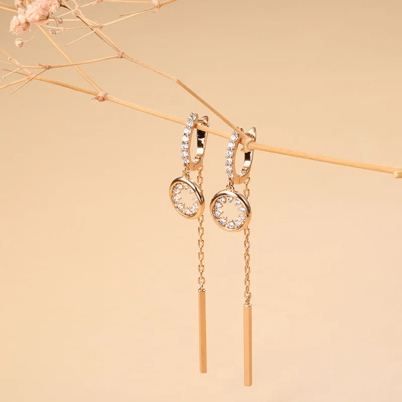GlamourAura™ – 14K Gold Pink Earrings for Elegant Women
