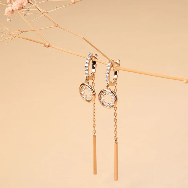 GlamourAura™ – 14K Gold Pink Earrings for Elegant Women