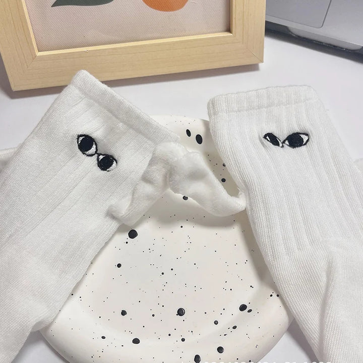 1 Pair Cute Socks Hand In Hand Sock Women Lovely High Quality Solid Color Black White Socks Summer Lace Mesh Short Socks