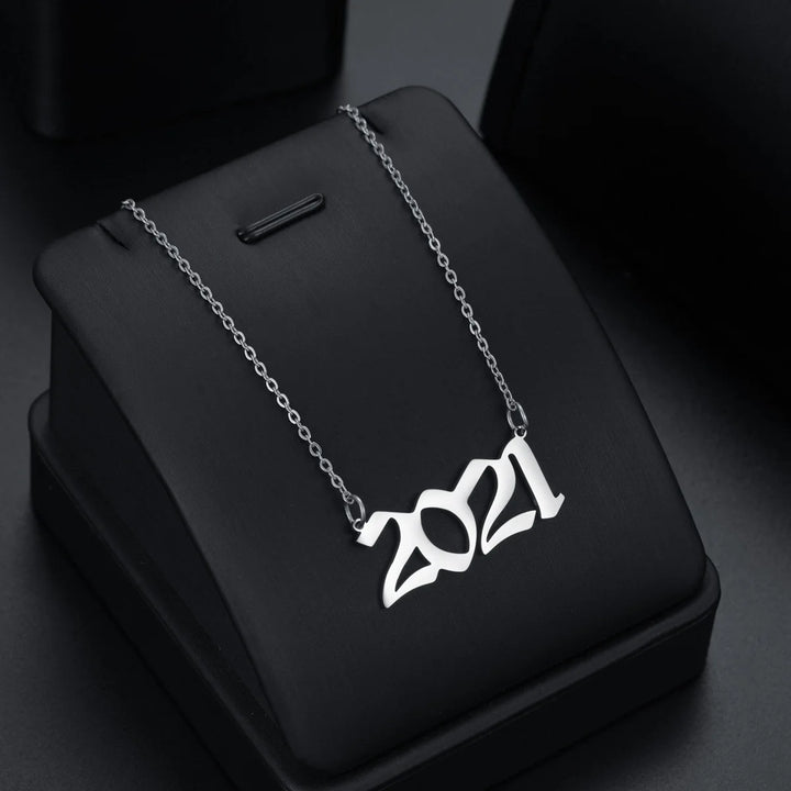 Stainless Steel 1980-2021 Birth Year Necklaces for Women Men Choker Date Number Pendant Necklace Jewelry Commemorat Gift