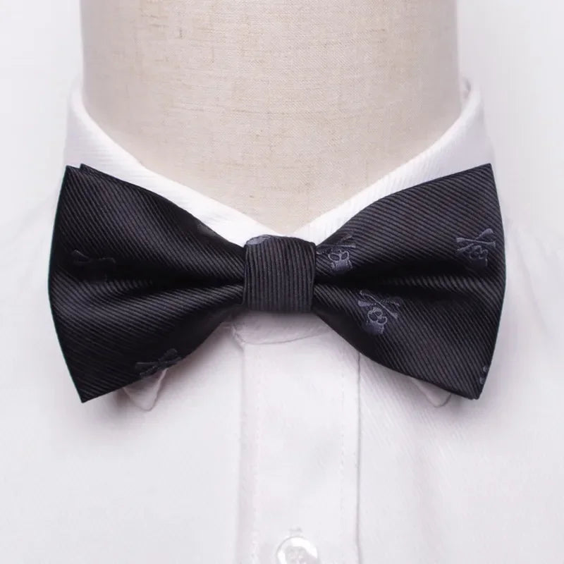 Men’s Classic Black Bow Tie – Formal Polyester Woven Pattern
