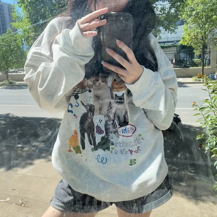 Milk Cat Graphic Sweatshirt