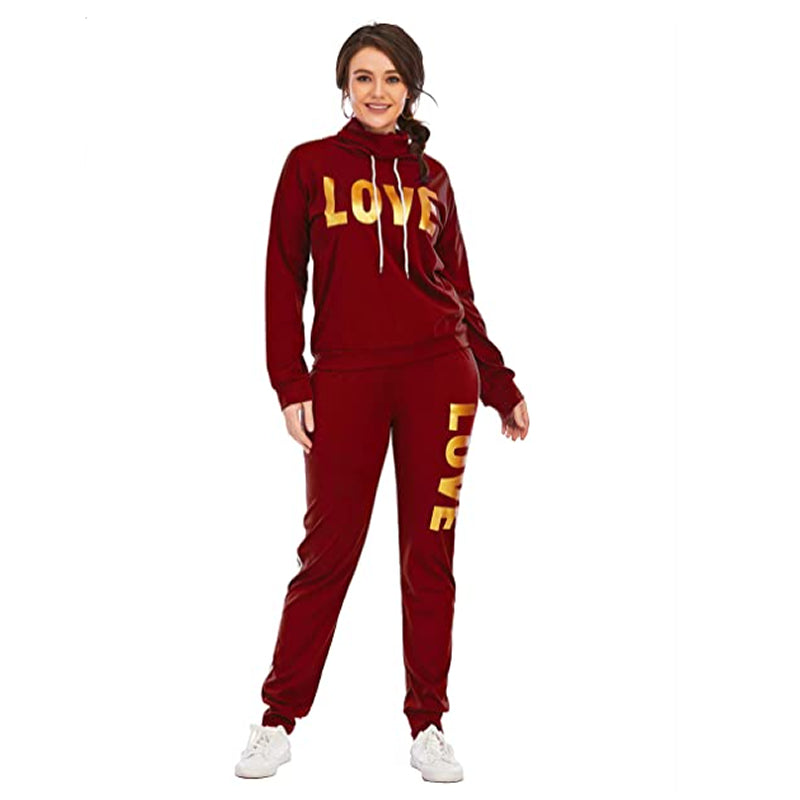 LOVE" Print Hoodie Set