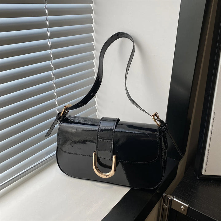 Stylish Shoulder Bag Handbag for Women Lightweight PU Glossy Finish Magnetic Closure Perfect for Daily Commute