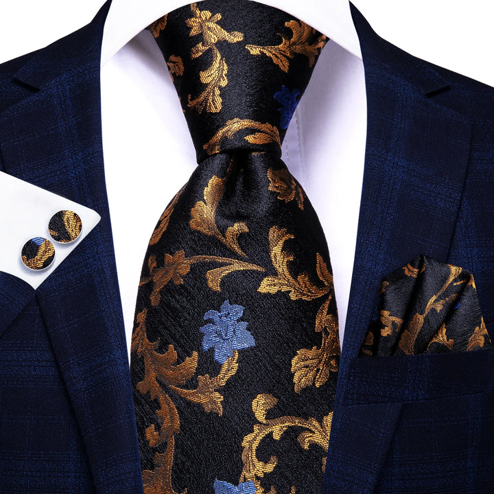 Hi-Tie 8.5cm Business Black Solid Paisley 100% Silk Men's Tie Neck Strip Ties for Men Formal Luxury Wedding Neckties Gravatas