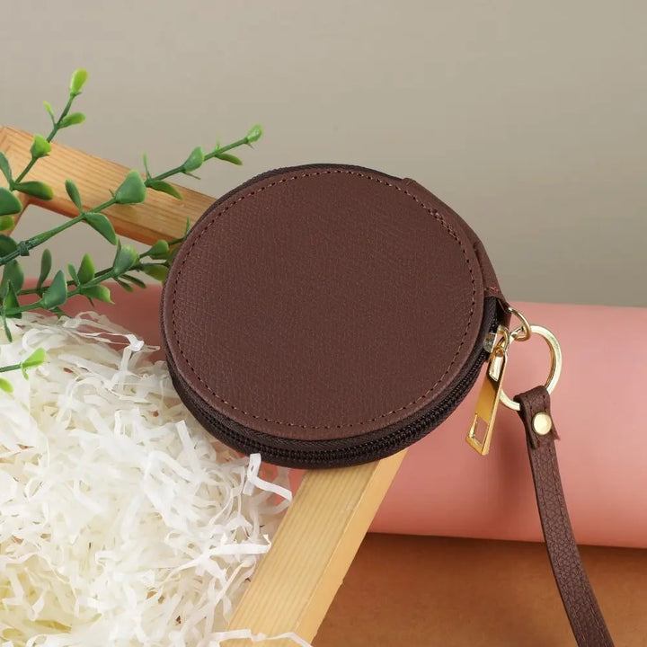 Mini Round Coin Pouch – Solid Color PU Leather Wallet & Accessory Bag